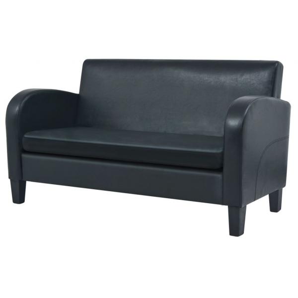 2-tlg. Sofa-Set Kunstleder Schwarz