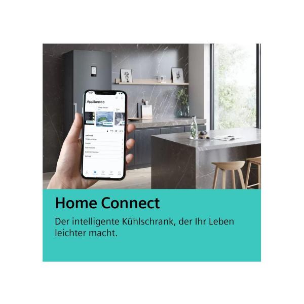 Siemens KG49NAXCF iQ500 Stand Kühl-Gefrierkombination, 70 cm breit, 440 L, noFrost, ecoMode, Touch-Bedienung, Home Connect, BlackSteel