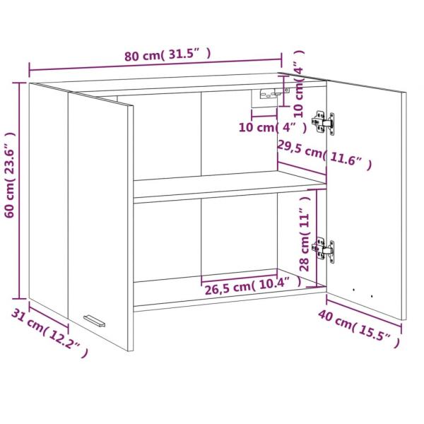 Hängeschrank Grau Sonoma 80x31x60 cm Holzwerkstoff