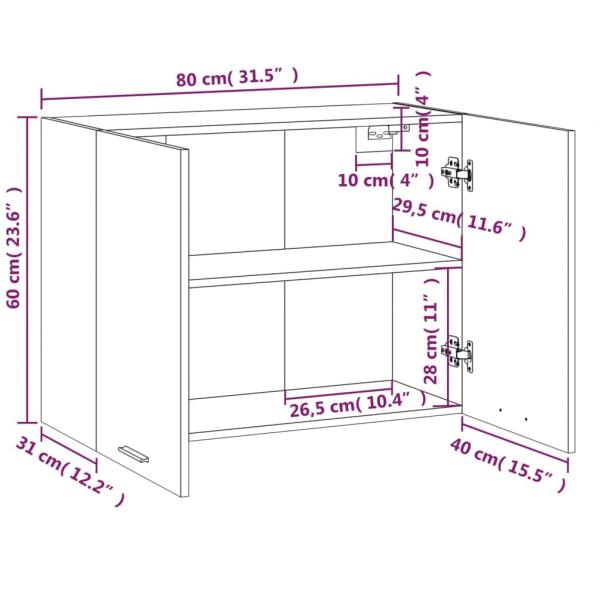 Hängeschrank Grau Sonoma 80x31x60 cm Holzwerkstoff