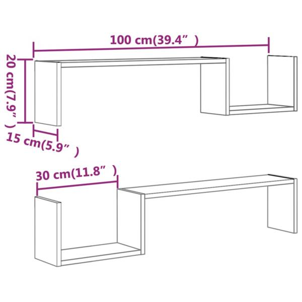 Wandregale 2 Stk. Braun Eichen-Optik 100x15x20 cm Holzwerkstoff