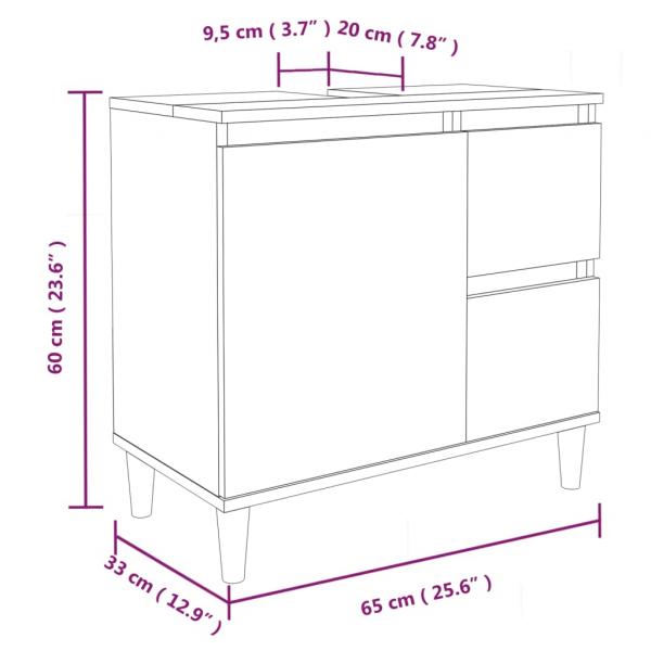 Badschrank Weiß 65x33x60 cm Holzwerkstoff