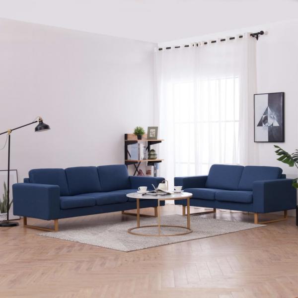 ARDEBO.de - 2-tlg. Sofagarnitur Stoff Blau