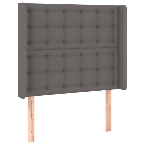 LED Kopfteil Grau 93x16x118/128 cm Kunstleder