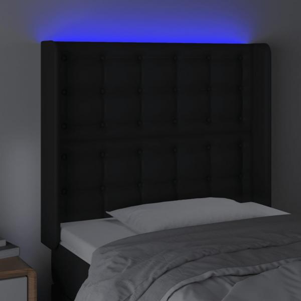 LED Kopfteil Schwarz 103x16x118/128 cm Kunstleder