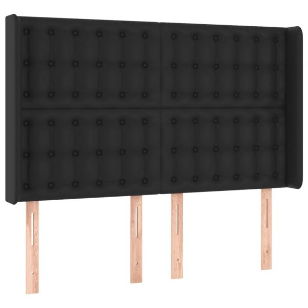 LED Kopfteil Schwarz 147x16x118/128 cm Kunstleder