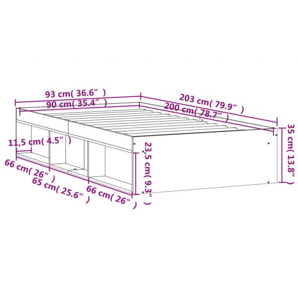 Bettgestell Betongrau 90x200 cm