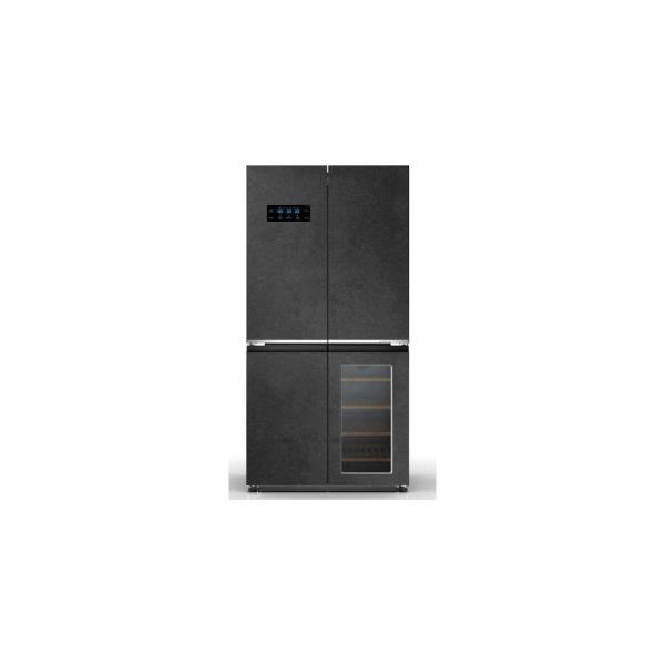 ARDEBO.de Wolkenstein WCD595EWTSNF ST Side-by-Side Kombination Cross Door, 90,5 cm breit, 606 L, NoFrost, integr. Weinschrank, Thermostat, Kindersicherung, Anti-Fingerprint Granitoptik