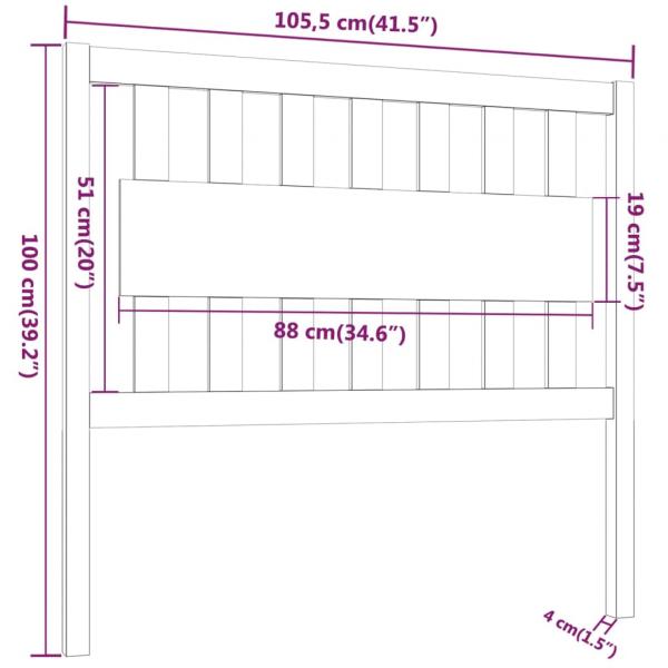 Bett-Kopfteil Grau 105,5x4x100 cm Massivholz Kiefer