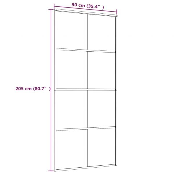 Schiebetür ESG-Mattglas und Aluminium 90x205 cm Weiß