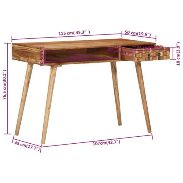 Schreibtisch 115x50x76 cm Massivholz Akazie