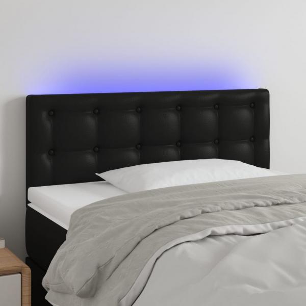 ARDEBO.de - LED Kopfteil Schwarz 90x5x78/88 cm Kunstleder