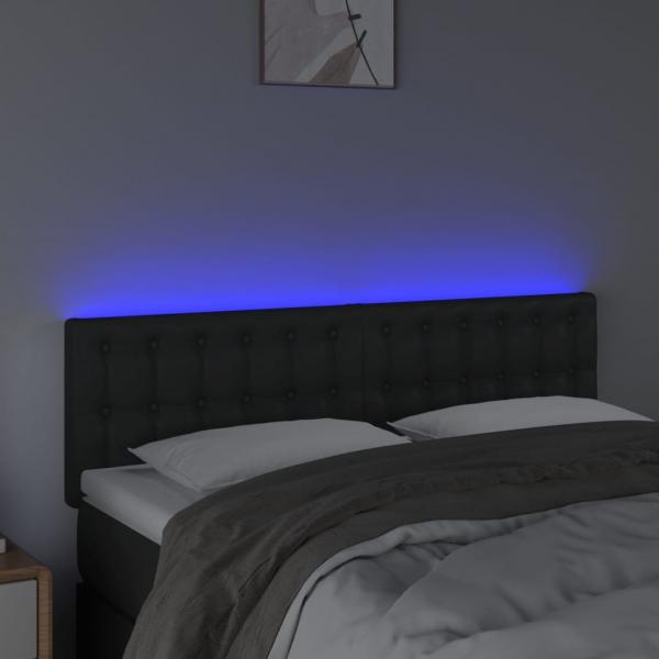 LED Kopfteil Schwarz 144x5x78/88 cm Kunstleder