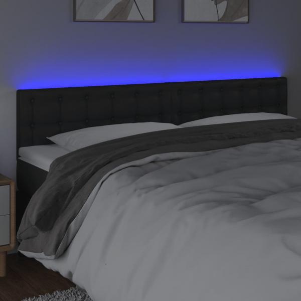 LED Kopfteil Schwarz 180x5x78/88 cm Kunstleder