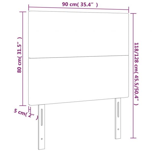 LED Kopfteil Taupe 90x5x118/128 cm Stoff