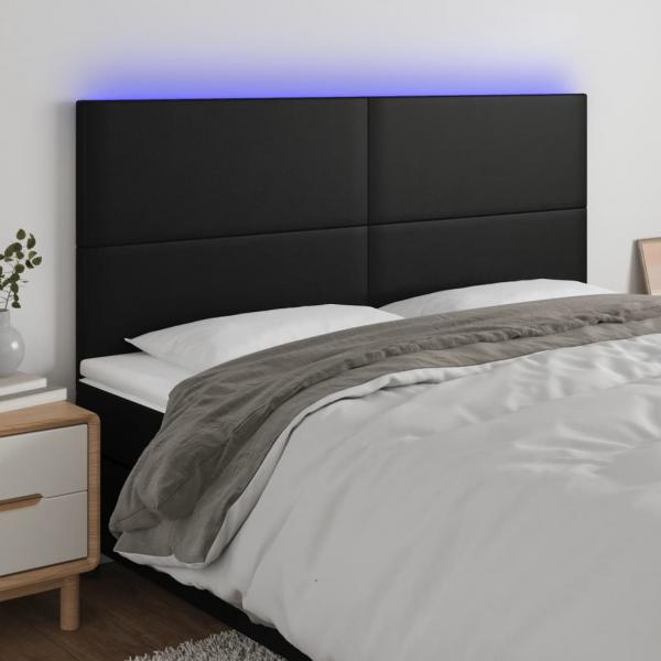 ARDEBO.de - LED Kopfteil Schwarz 200x5x118/128 cm Kunstleder