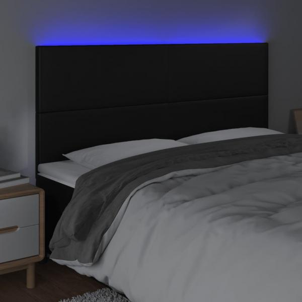 LED Kopfteil Schwarz 200x5x118/128 cm Kunstleder