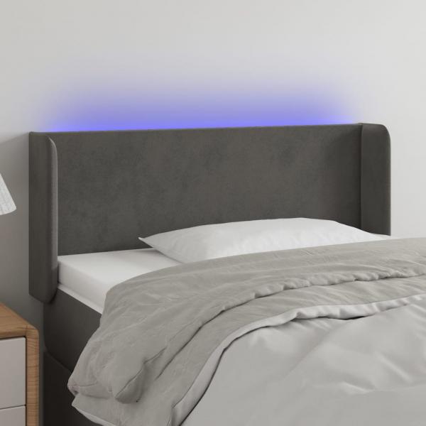 ARDEBO.de - LED Kopfteil Dunkelgrau 93x16x78/88 cm Samt