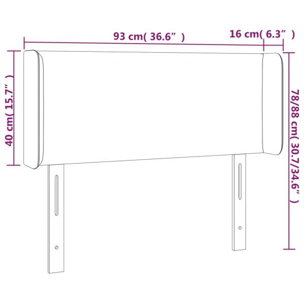 LED Kopfteil Dunkelgrau 93x16x78/88 cm Samt