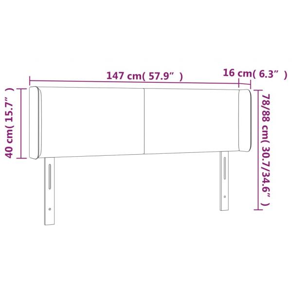 LED Kopfteil Dunkelgrau 147x16x78/88 cm Samt