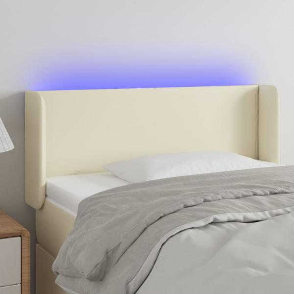 ARDEBO.de - LED Kopfteil Creme 103x16x78/88 cm Kunstleder