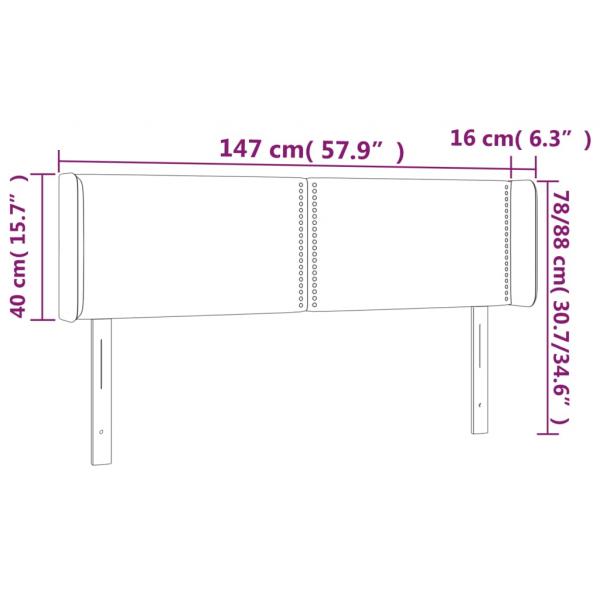 LED Kopfteil Taupe 147x16x78/88 cm Stoff