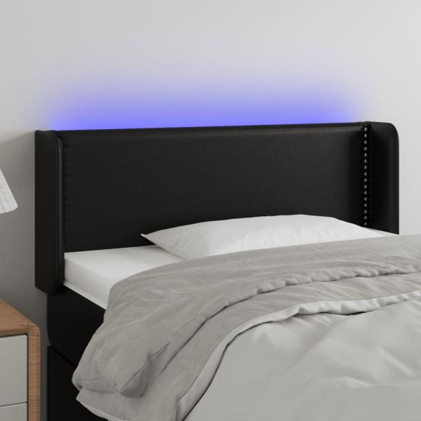 ARDEBO.de - LED Kopfteil Schwarz 93x16x78/88 cm Kunstleder