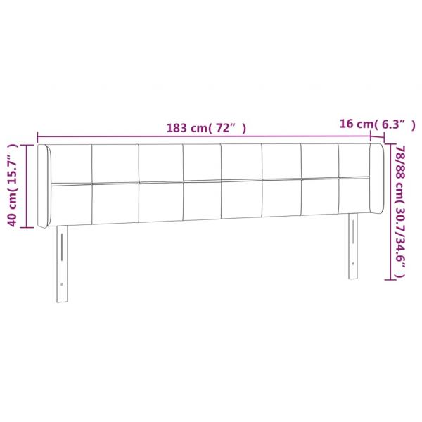 LED Kopfteil Dunkelgrau 183x16x78/88 cm Stoff