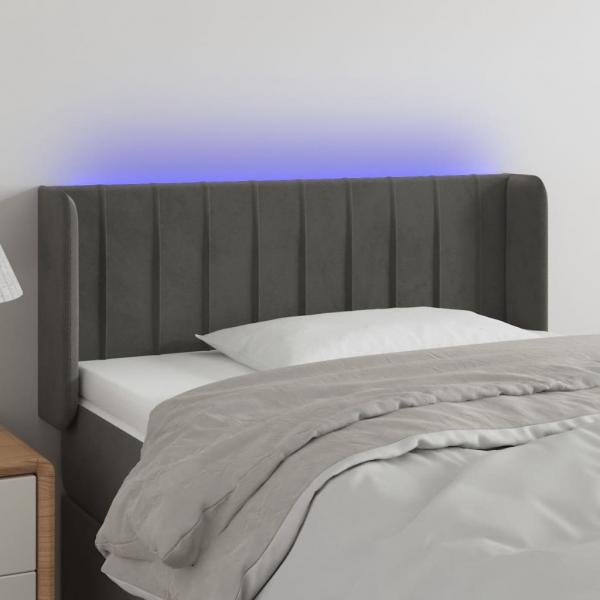 ARDEBO.de - LED Kopfteil Dunkelgrau 103x16x78/88 cm Samt