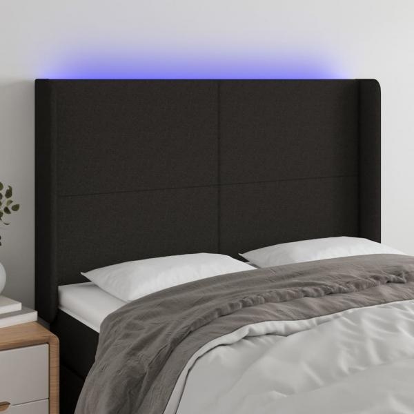 ARDEBO.de - LED Kopfteil Schwarz 147x16x118/128 cm Stoff