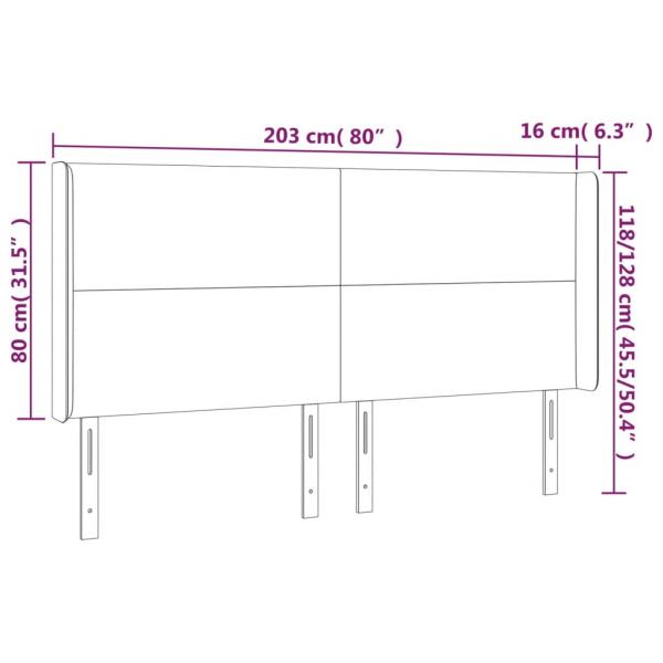 LED Kopfteil Dunkelgrau 203x16x118/128 cm Stoff