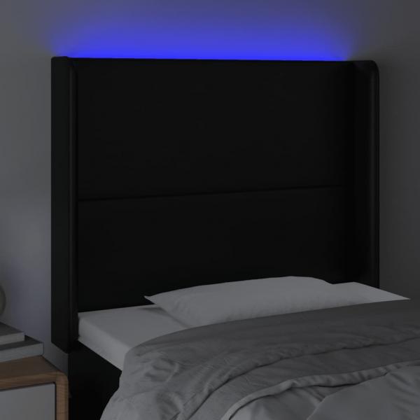 LED Kopfteil Schwarz 83x16x118/128 cm Kunstleder