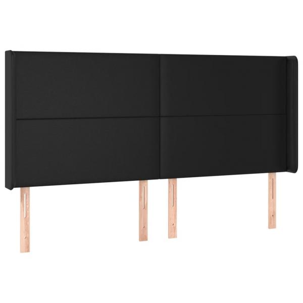 LED Kopfteil Schwarz 183x16x118/128 cm Kunstleder