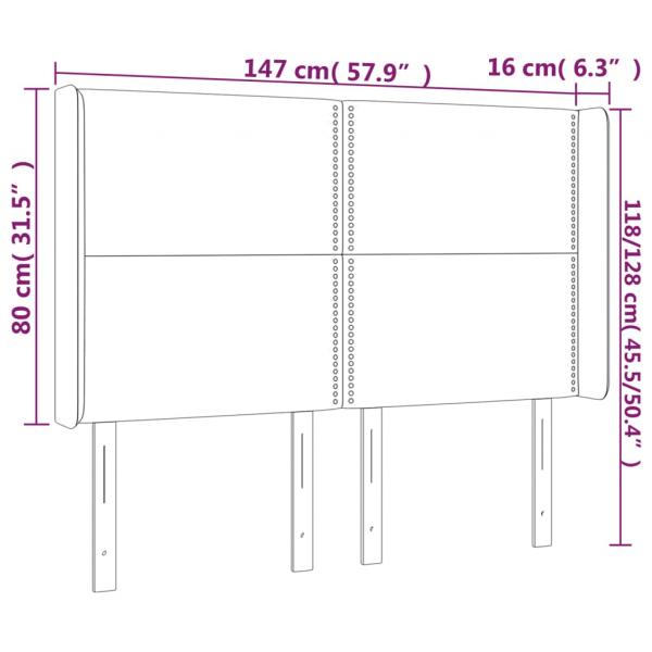 LED Kopfteil Dunkelgrau 147x16x118/128 cm Stoff