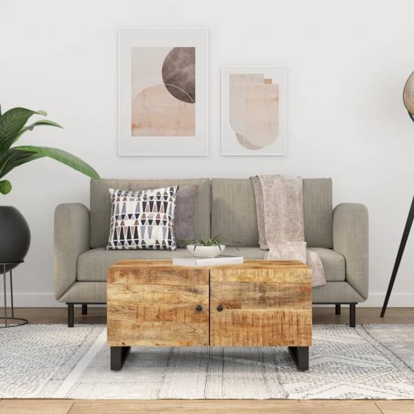 ARDEBO.de - Couchtisch 80x50x40 cm Massivholz Mango & Holzwerkstoff