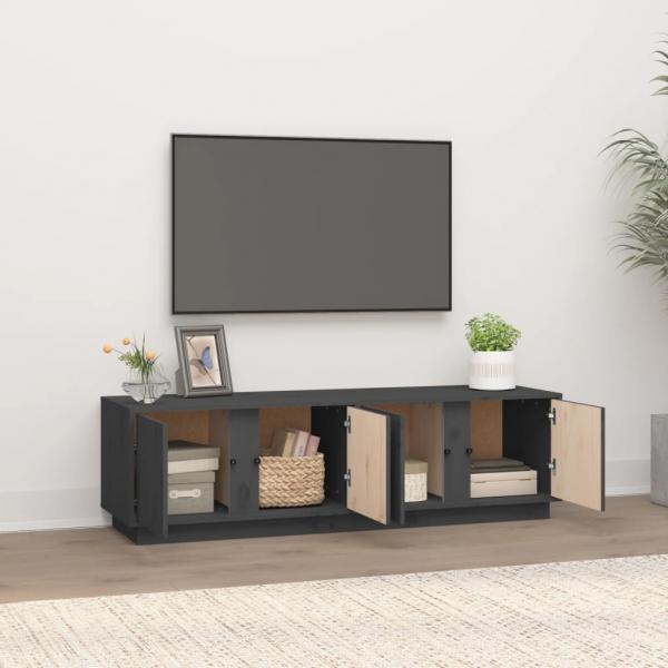 TV-Schrank Grau 140x40x40 cm Massivholz Kiefer