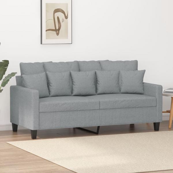 ARDEBO.de - 2-Sitzer-Sofa Hellgrau 140 cm Stoff