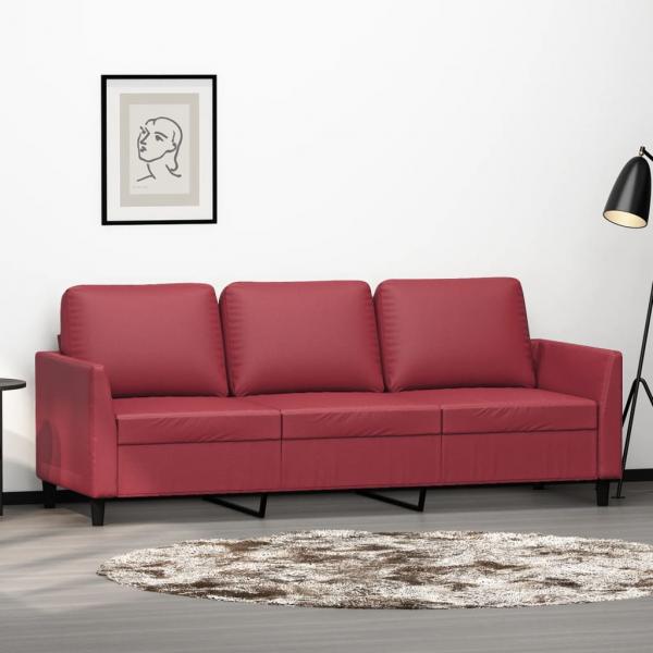 ARDEBO.de - 3-Sitzer-Sofa Weinrot 180 cm Kunstleder