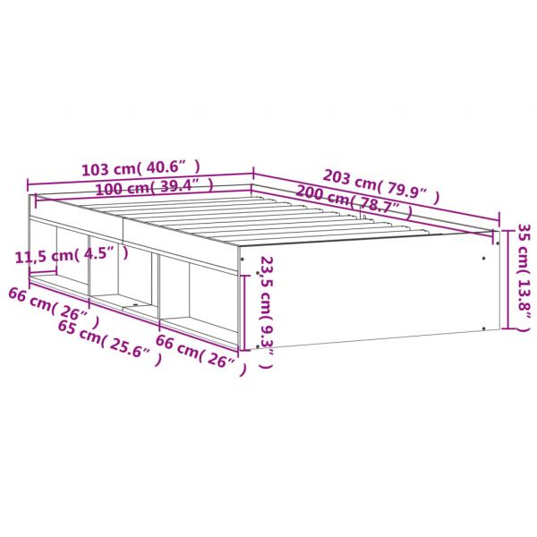 Bettgestell Braun Eichen-Optik 100x200 cm