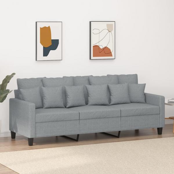 ARDEBO.de - 3-Sitzer-Sofa Hellgrau 180 cm Stoff