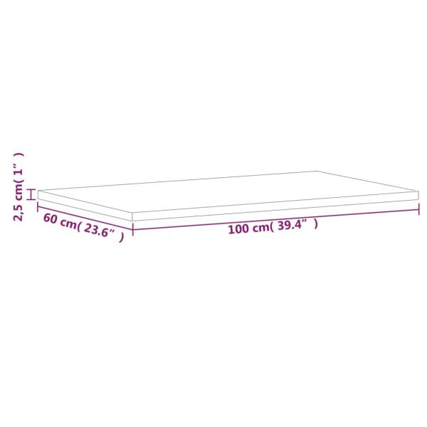 Tischplatte 100x60x2,5 cm Rechteckig Massivholz Buche