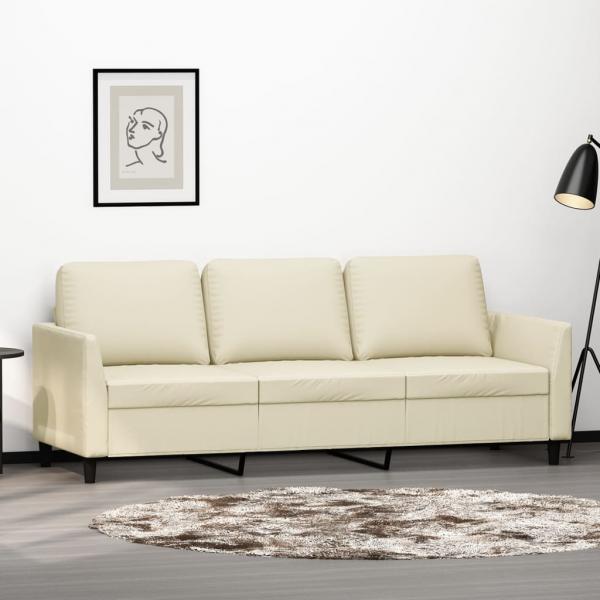 ARDEBO.de - 3-Sitzer-Sofa Creme 180 cm Kunstleder