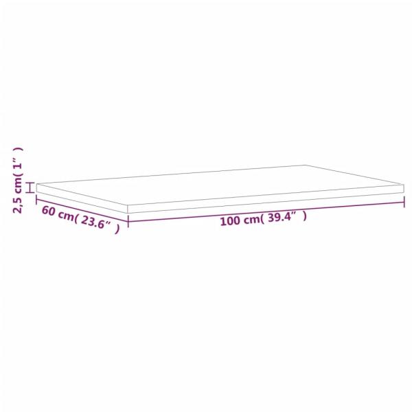 Tischplatte 100x60x2,5 cm Rechteckig Massivholz Buche