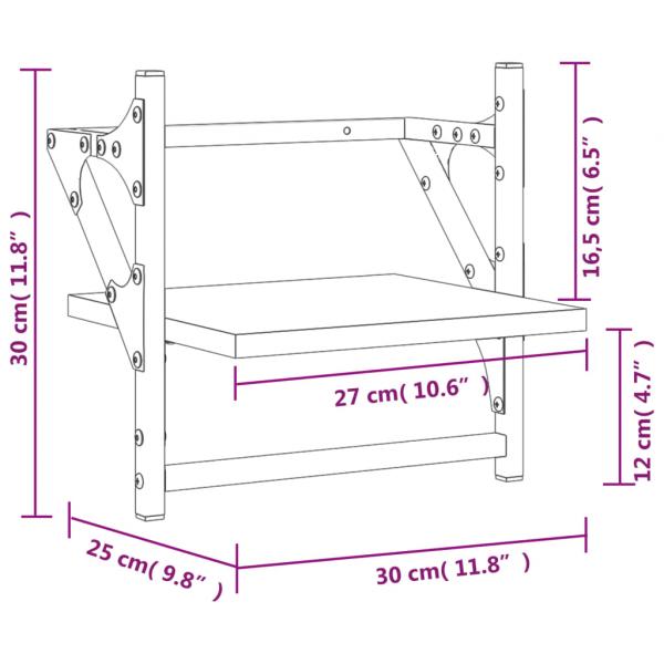 Wandregale mit Stangen 2 Stk. Sonoma-Eiche 30x25x30 cm