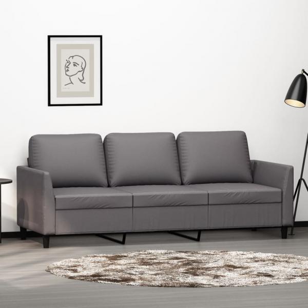 ARDEBO.de - 3-Sitzer-Sofa Grau 180 cm Kunstleder