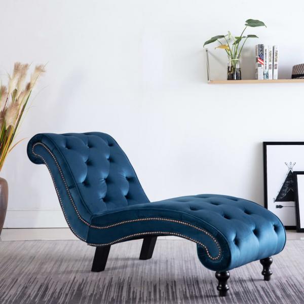 ARDEBO.de - Chaiselongue Blau Samt