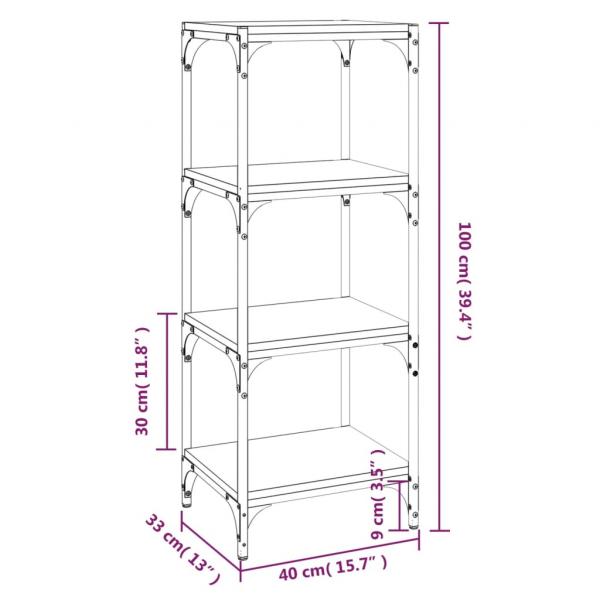 Bücherregal Räuchereiche 40x33x100 cm Holzwerkstoff und Stahl