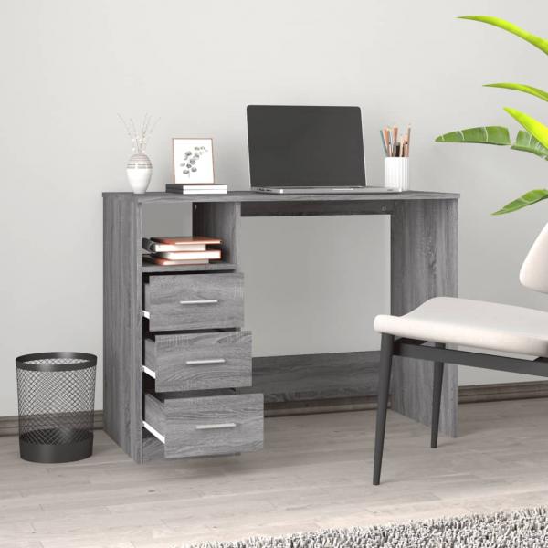 Schreibtisch mit Schubladen Grau Sonoma 102x50x76 cm