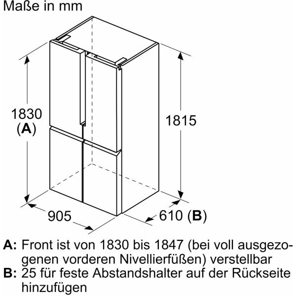 Siemens KF96NAXEA iQ300 Stand Kühl-Gefrierkombination, 91cm breit, 605L, NoFrost, French-Door, Home Connect, antifingerprint blackSteel