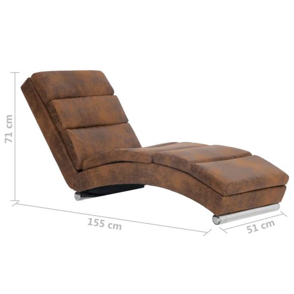 Chaiselongue Braun Wildleder-Optik